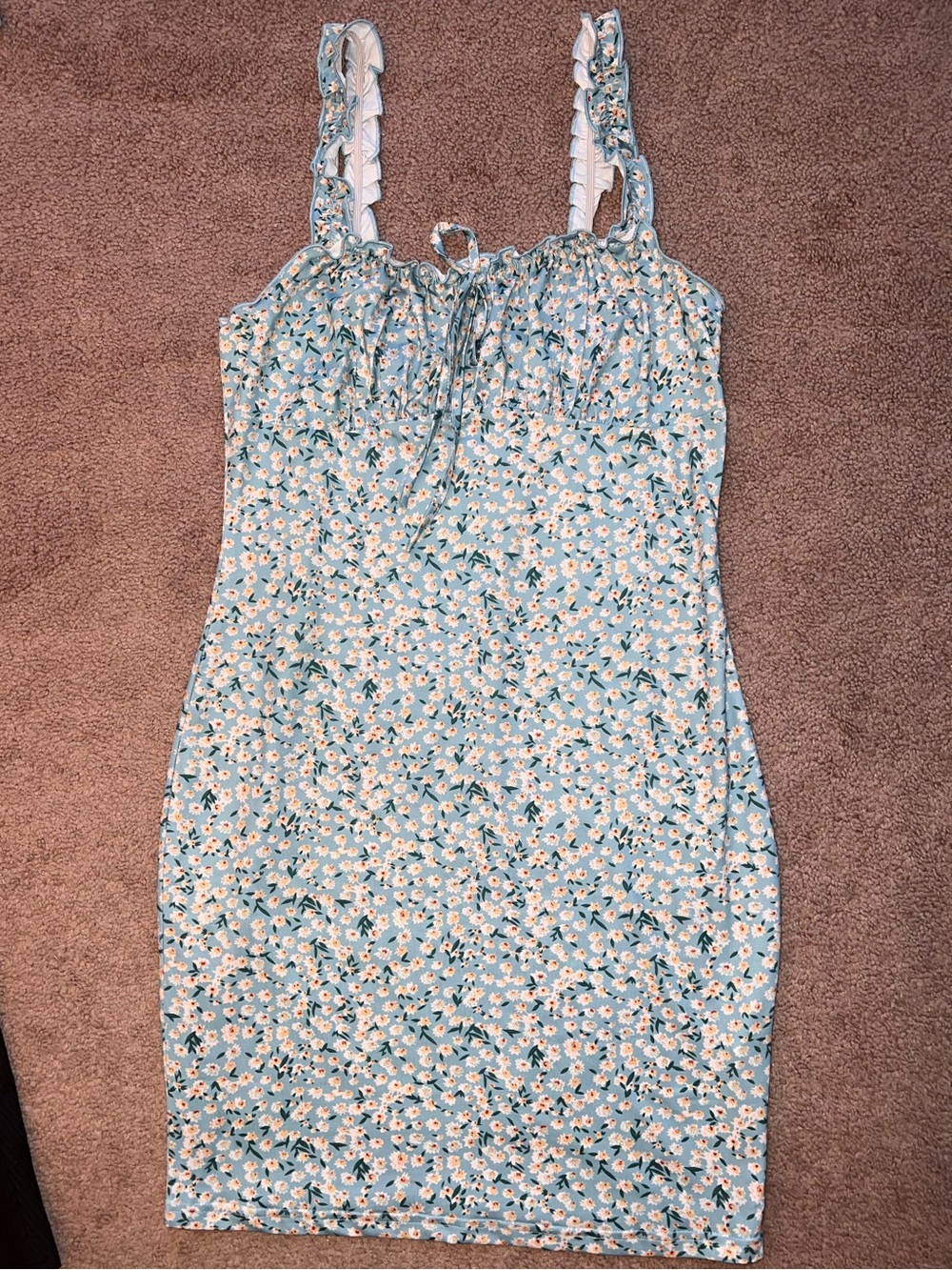 Floral Tie-Front Sundress - Light Blue